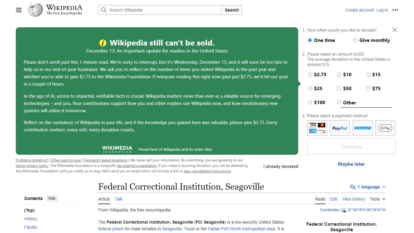 Federal Correctional Institution, Seagoville - Wikipedia